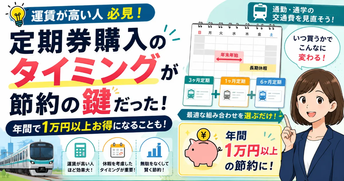 【運賃が高い人必見】定期券購入の「タイミング」が節約の鍵だった