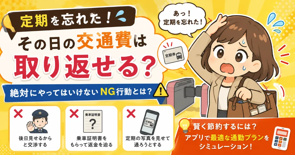 定期を忘れた！その日の交通費は取り返せる？絶対にやってはいけないNG行動