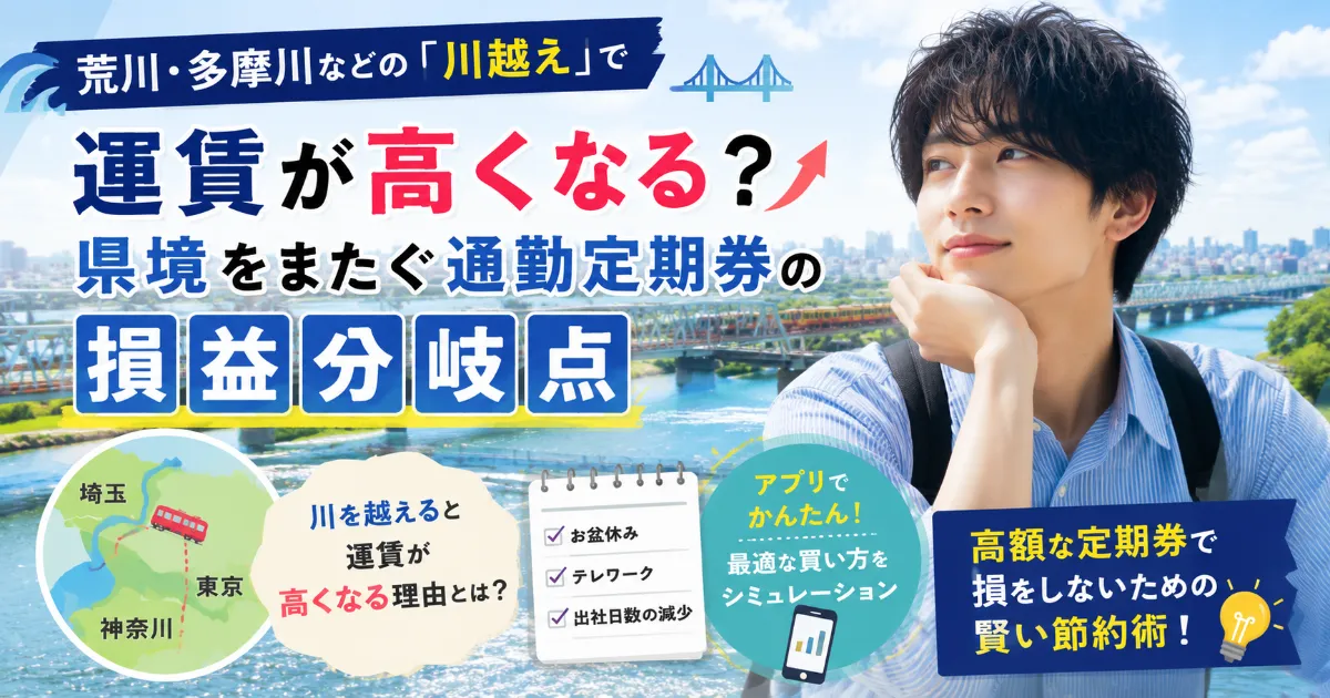 荒川・多摩川などの「川越え」で運賃が高くなる？県境をまたぐ通勤定期券の損益分岐点