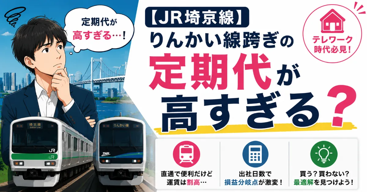 【JR埼京線】りんかい線跨ぎの定期代が高すぎる？直通通勤の交通費を安くする裏ワザ