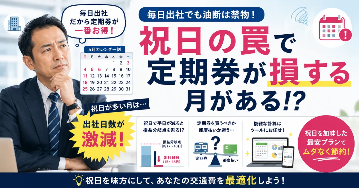 【週5日出社でも損をする!?】祝日が多い月に定期券を買うべきではない本当の理由