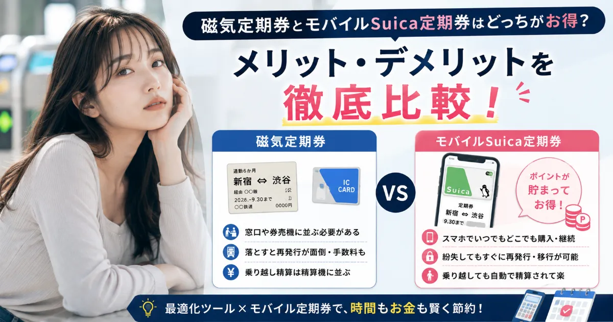磁気定期券とモバイルSuica定期券はどっちがお得？メリット・デメリットを徹底比較