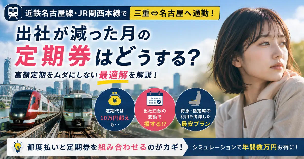 【近鉄名古屋線・JR関西本線】三重から名古屋への越境通勤、出社が減った月の定期券はどうする？