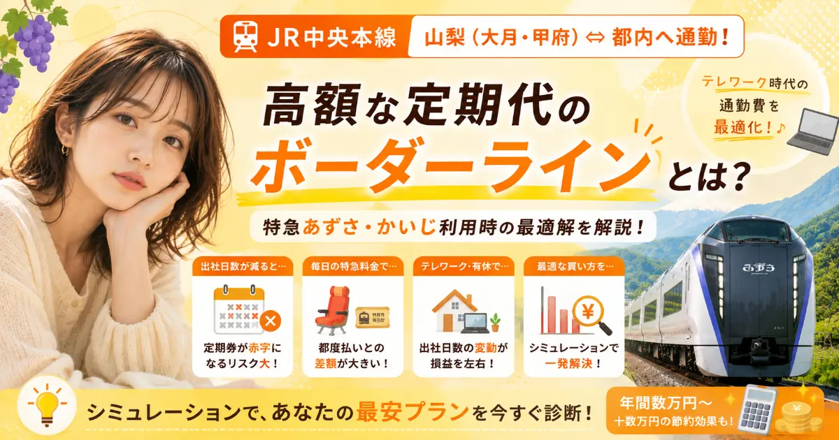【JR中央本線】山梨（大月・甲府）から都内への特急通勤、定期券と都度払いのボーダーライン