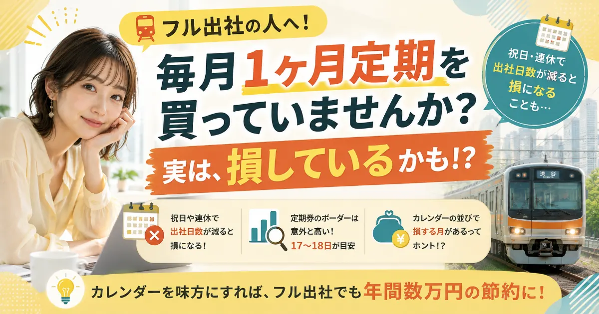 フル出社でも交通費は削れる！「毎月1ヶ月定期」の人が損しているカラクリ