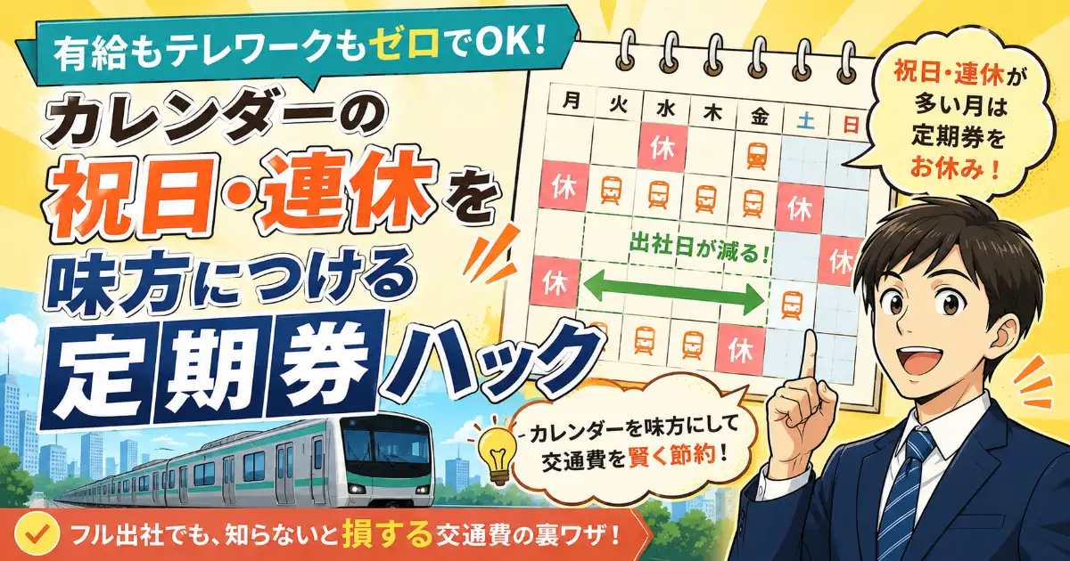 有給もテレワークもゼロでOK。カレンダーの「祝日・連休」を味方につける定期券ハック