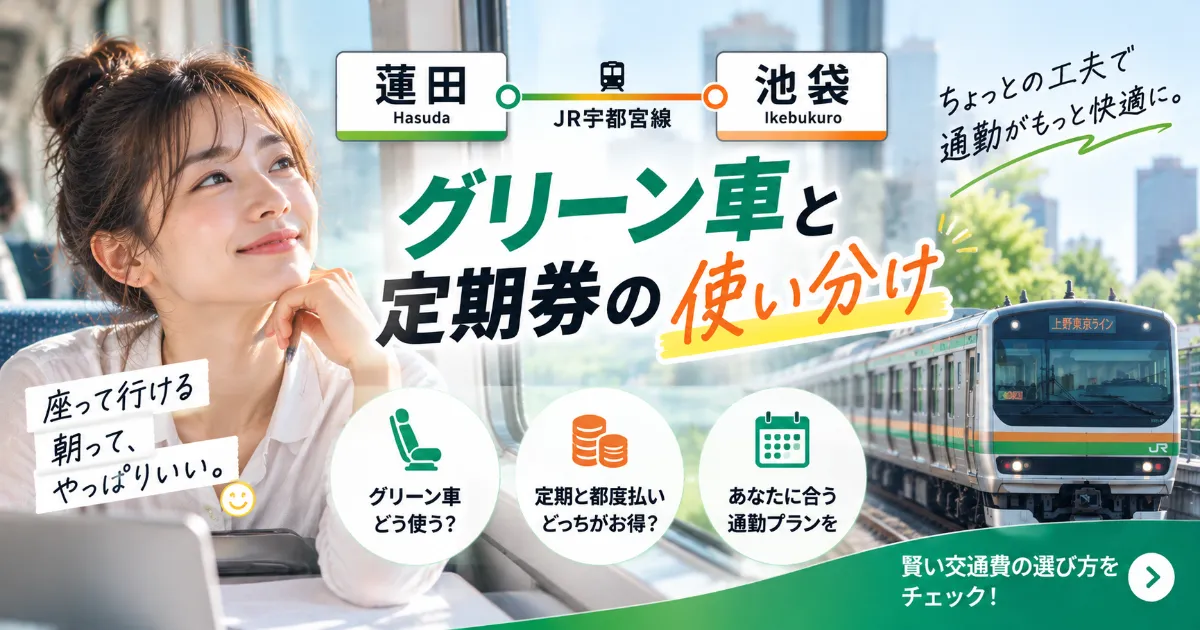 【JR宇都宮線】蓮田〜池袋への通勤。グリーン車回数券と定期券の使い分け